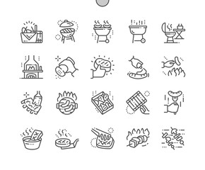 Barbecue Well-crafted Pixel Perfect Vector Thin Line Icons 30 2x Grid for Web Graphics and Apps. Simple Minimal Pictogram