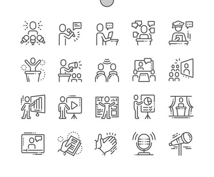 Public Speech Well-crafted Pixel Perfect Vector Thin Line Icons 30 2x Grid for Web Graphics and Apps. Simple Minimal Pictogram