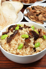 A bowl of porcino rice on the table