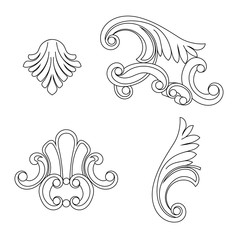 Vintage baroque ornament, corner. Retro pattern antique style acanthus. Decorative design element filigree calligraphy vector. - stock vector