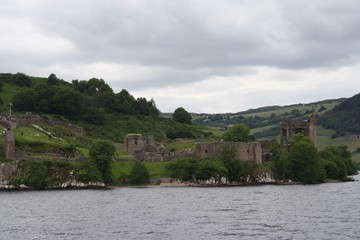Medieval Castle Ruins on coast of Loch Ness