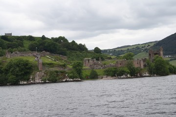 Fototapeta na wymiar Ancient Ruins on coast of Loch Ness