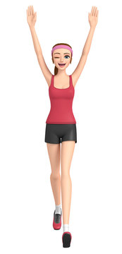 3D illustration character - A woman runner who starts running