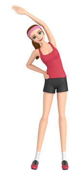 3D illustration character - Runner of a woman who is doing gymnastics