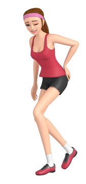 3D illustration character - Runner of injured woman