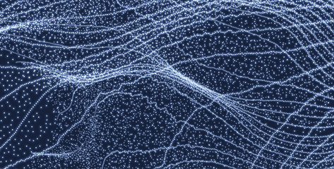 Naklejka premium Abstract science or technology background. Graphic design. Network illustration with particle. 3D grid surface.