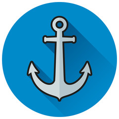 anchor blue circle flat icon