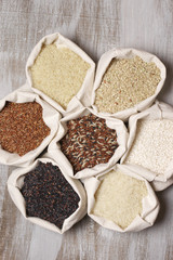 Various rice in bags