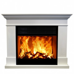 Luxury fireplace isolated on white background