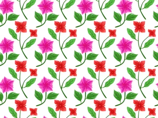 Fotobehang Tropische Bladeren flower and leaves seamless pattern  © andinur
