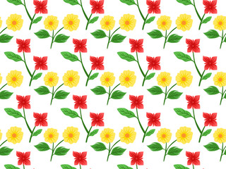 Fototapeta premium flower and leaves seamless pattern