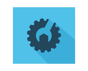 blue gear wrench gestalt business company office corporate image vector icon logo