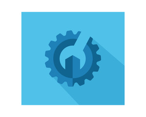blue gear wrench gestalt business company office corporate image vector icon logo