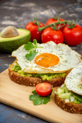 Fototapeta na wymiar Avocado egg toasts