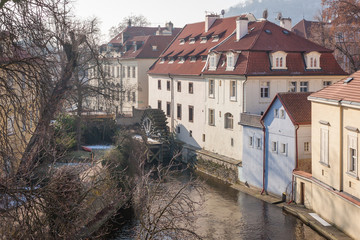 Windmill on a small river in Prague