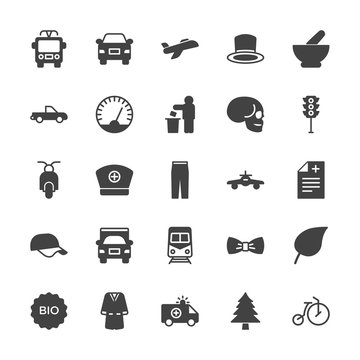 Modern Simple Set of transports, health, clothes, nature Vector fill Icons. Contains such Icons as  style,  bicycle,  nature,  pine, plant and more on white background. Fully Editable. Pixel Perfect.