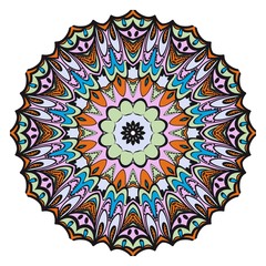 Floral Geometric Pattern with hand-drawing Mandala. Vector illustration. For fabric, textile, bandana, scarg, print.