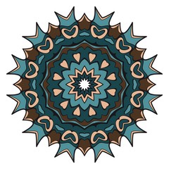 Floral Geometric Pattern with hand-drawing Mandala. Vector illustration. For fabric, textile, bandana, scarg, print.