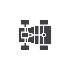 Car chassis vector icon. filled flat sign for mobile concept and web design. Repair service simple solid icon. Symbol, logo illustration. Pixel perfect vector graphics