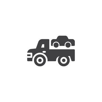 Towing truck vector icon. filled flat sign for mobile concept and web design. Transportation truck simple solid icon. Symbol, logo illustration. Pixel perfect vector graphics