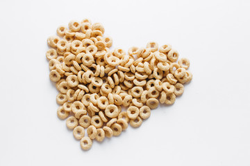 Pile of crispy cracknels isolated on white background
