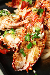 Chinese cuisine - Steamed prawns with garlic   