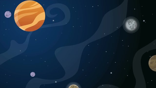 planet cartoon in space animation background collection