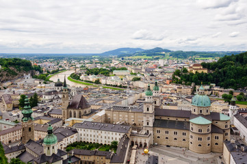 Fototapeta na wymiar Beautiful view from the Hohensalzburg Castle - Salzburg, Austria
