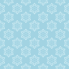 White floral seamless pattern on blue background