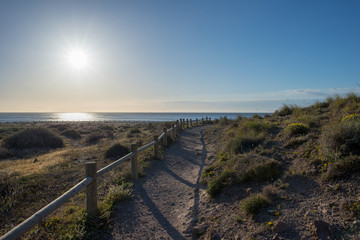 Fototapeta premium The beach of the dead with the sun and the blue sky
