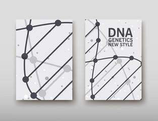 DNA abstract geometric background, layout in A4 set technology brochure flyer design template vector shadow