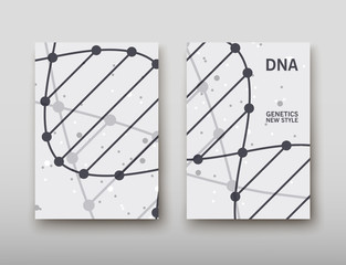 DNA abstract geometric background, layout in A4 set technology brochure flyer design template vector shadow