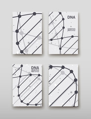 DNA abstract geometric background, layout in A4 set technology brochure flyer design template vector shadow