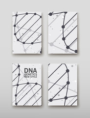 DNA abstract geometric background, layout in A4 set technology brochure flyer design template vector shadow