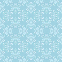 White floral seamless pattern on blue background