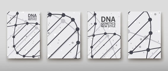 DNA abstract geometric background, layout in A4 set technology brochure flyer design template vector shadow