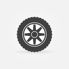 Fototapeta premium Car wheel vector simple icon - car service sign