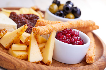 cheese plate with olives