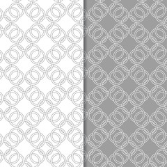 Gray and white geometric seamless patterns