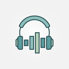 Headphones with sound equalizer vector colorful icon