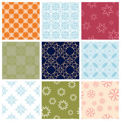 Seamless backgrounds with floral patterns. Colored set.
