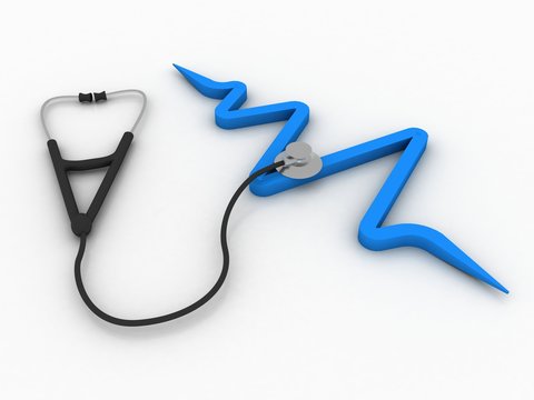 3d rendering stethoscope with ecg graph