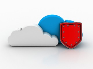 3d illustration Cloud with shield