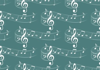 A seamless background with music notes.
