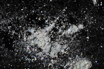 Colorful powder, isolated on black background, texture with clipping path