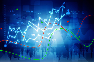 2d rendering Stock market online business concept. business Graph 