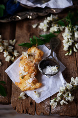 Acacia flower fritters.style rustic