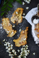 Acacia flower fritters.style rustic