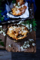 Acacia flower fritters.style rustic
