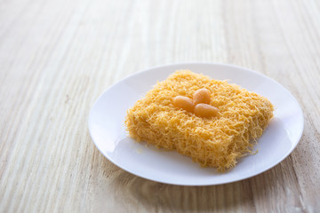 thai traditional cusine dessert from yolk Cake foi thong
